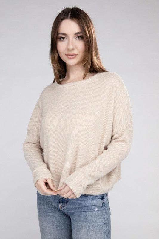 ZENANA Ribbed Dolman Long Sleeve Sweater, 9 Colors - SwagglyLife Home & Fashion