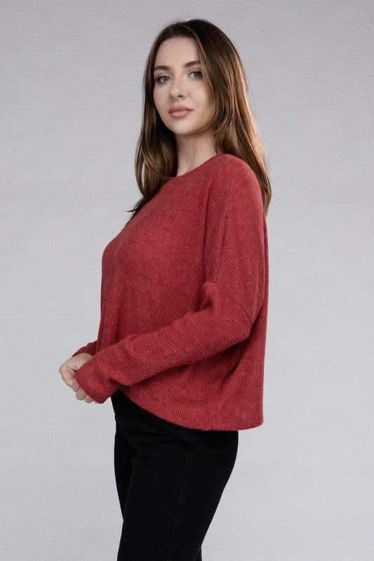 ZENANA Ribbed Dolman Long Sleeve Sweater, 9 Colors - SwagglyLife Home & Fashion