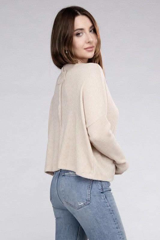 ZENANA Ribbed Dolman Long Sleeve Sweater, 9 Colors - SwagglyLife Home & Fashion