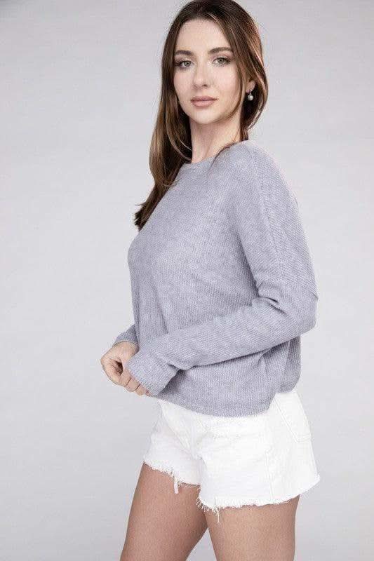 ZENANA Ribbed Dolman Long Sleeve Sweater, 9 Colors - SwagglyLife Home & Fashion