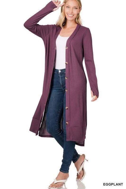 ZENANA Ribbed Long Cardigan - SwagglyLife Home & Fashion