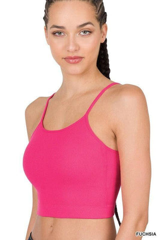 ZENANA Ribbed Seamless Cropped Cami with Bra Pads - SwagglyLife Home & Fashion