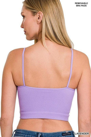 ZENANA Ribbed Seamless Cropped Cami with Bra Pads - SwagglyLife Home & Fashion