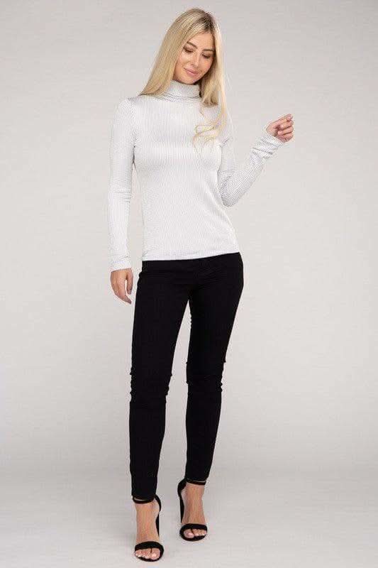 ZENANA Ribbed Turtle Neck Long Sleeve Top, Multiple Colors - SwagglyLife Home & Fashion