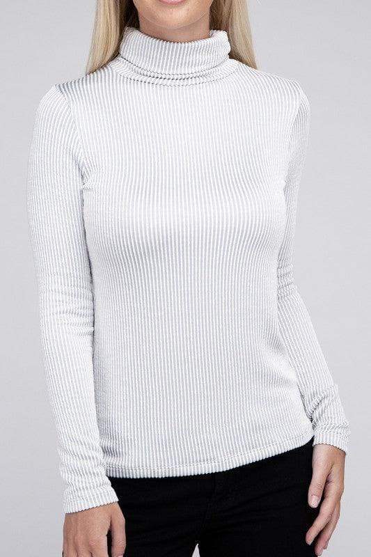 ZENANA Ribbed Turtle Neck Long Sleeve Top, Multiple Colors - SwagglyLife Home & Fashion