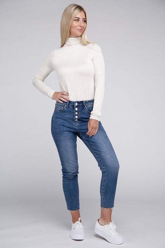 ZENANA Ribbed Turtle Neck Long Sleeve Top, Multiple Colors - SwagglyLife Home & Fashion