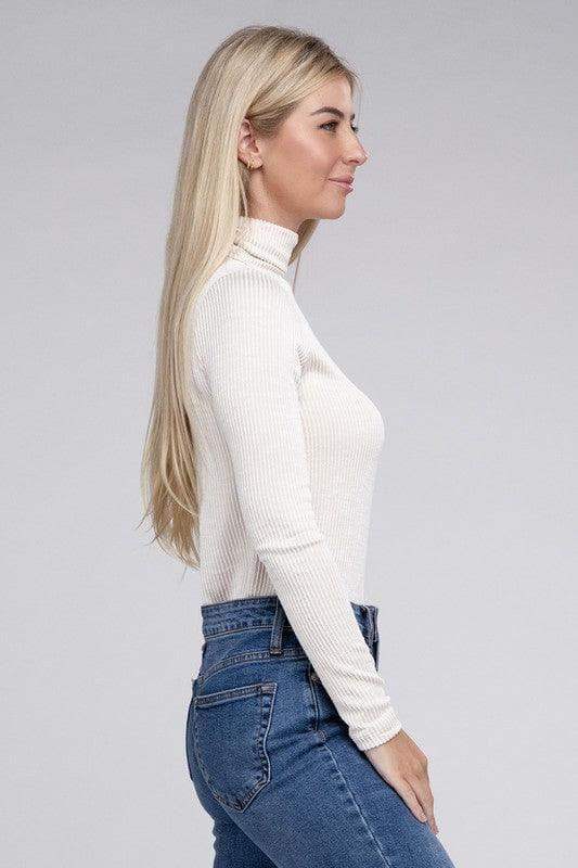 ZENANA Ribbed Turtle Neck Long Sleeve Top, Multiple Colors - SwagglyLife Home & Fashion