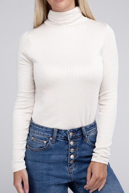 ZENANA Ribbed Turtle Neck Long Sleeve Top, Multiple Colors - SwagglyLife Home & Fashion