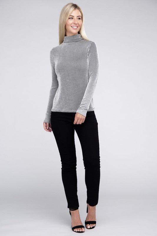 ZENANA Ribbed Turtle Neck Long Sleeve Top, Multiple Colors - SwagglyLife Home & Fashion
