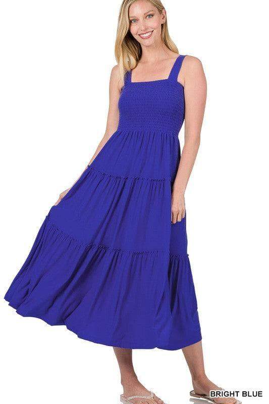 ZENANA Smocked Tiered Midi Dress - SwagglyLife Home & Fashion