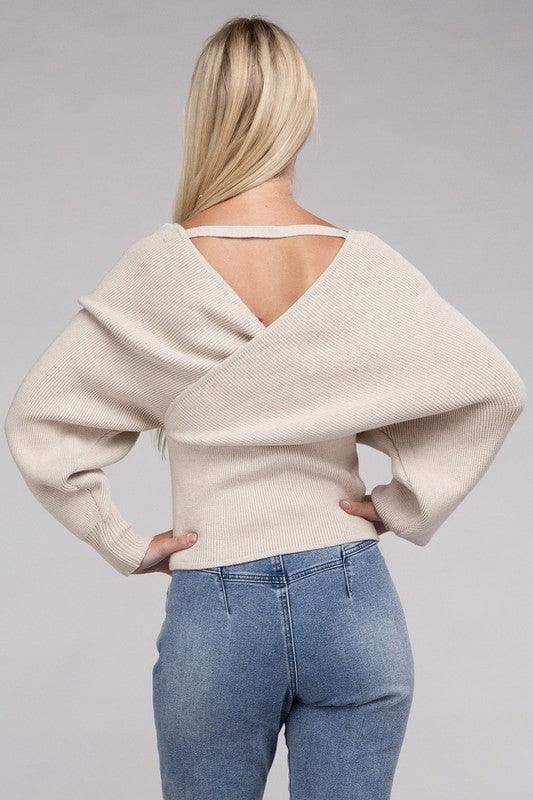 Viscose Cross Wrap Pullover Sweater, Multiple Colors - SwagglyLife Home & Fashion