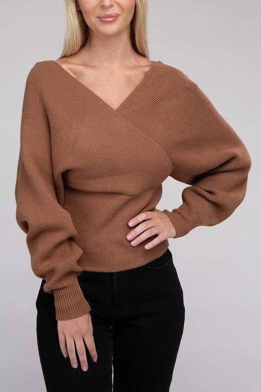 Viscose Cross Wrap Pullover Sweater, Multiple Colors - SwagglyLife Home & Fashion