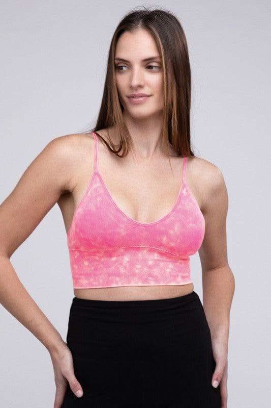 Zenana Washed Ribbed Bra Padded Tank Top - SwagglyLife Home & Fashion