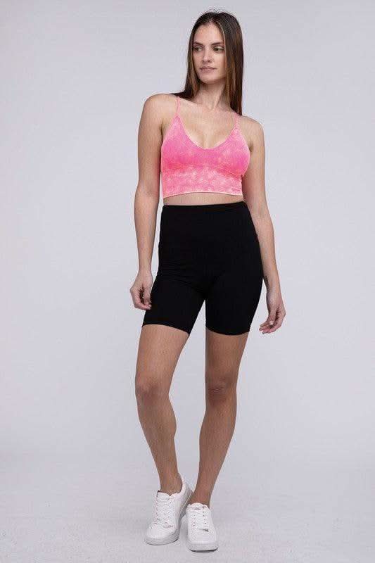 Zenana Washed Ribbed Bra Padded Tank Top - SwagglyLife Home & Fashion