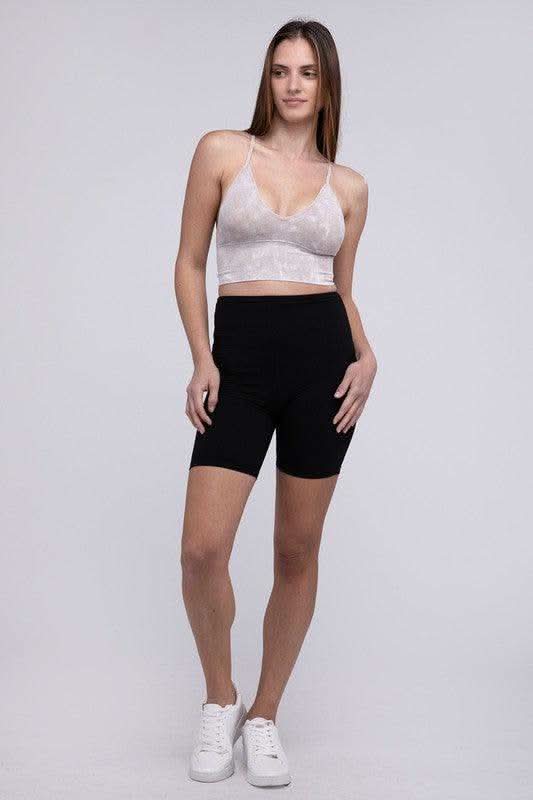 Zenana Washed Ribbed Bra Padded Tank Top - SwagglyLife Home & Fashion