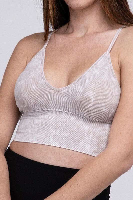Zenana Washed Ribbed Bra Padded Tank Top - SwagglyLife Home & Fashion