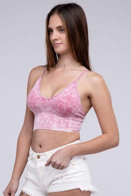 Zenana Washed Ribbed Bra Padded Tank Top - SwagglyLife Home & Fashion