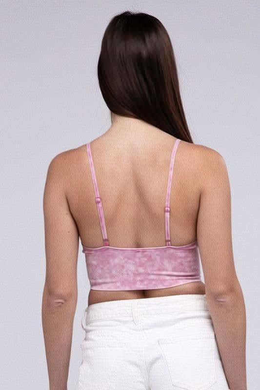 Zenana Washed Ribbed Bra Padded Tank Top - SwagglyLife Home & Fashion