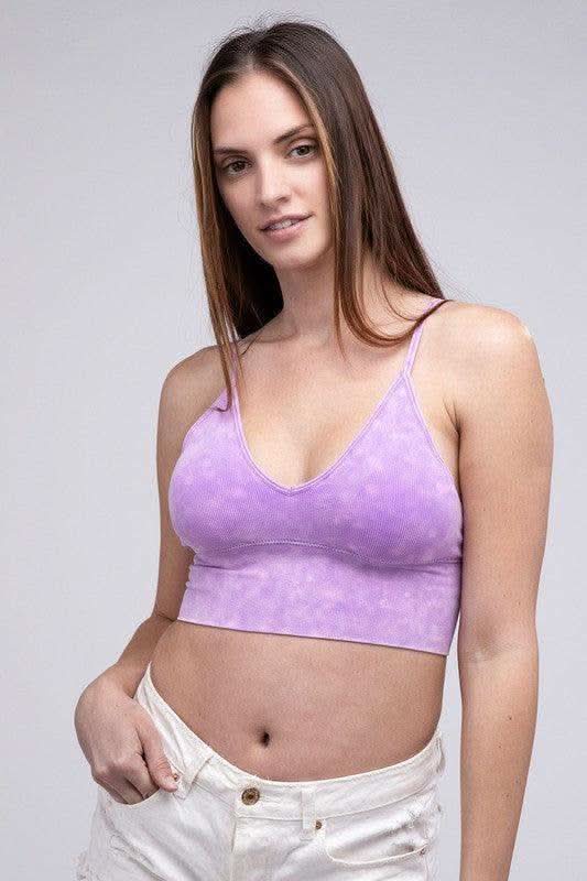 Zenana Washed Ribbed Bra Padded Tank Top - SwagglyLife Home & Fashion