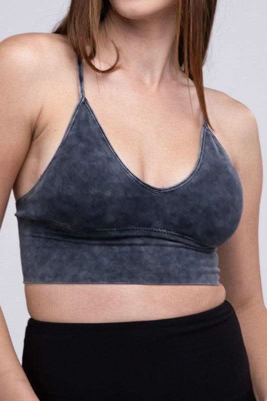 Zenana Washed Ribbed Bra Padded Tank Top - SwagglyLife Home & Fashion