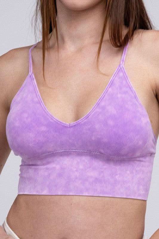 Zenana Washed Ribbed Bra Padded Tank Top - SwagglyLife Home & Fashion