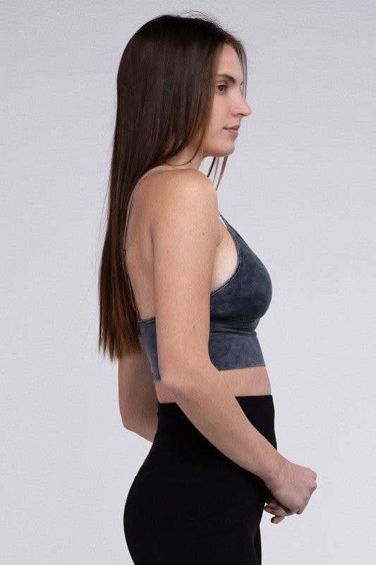 Zenana Washed Ribbed Bra Padded Tank Top - SwagglyLife Home & Fashion