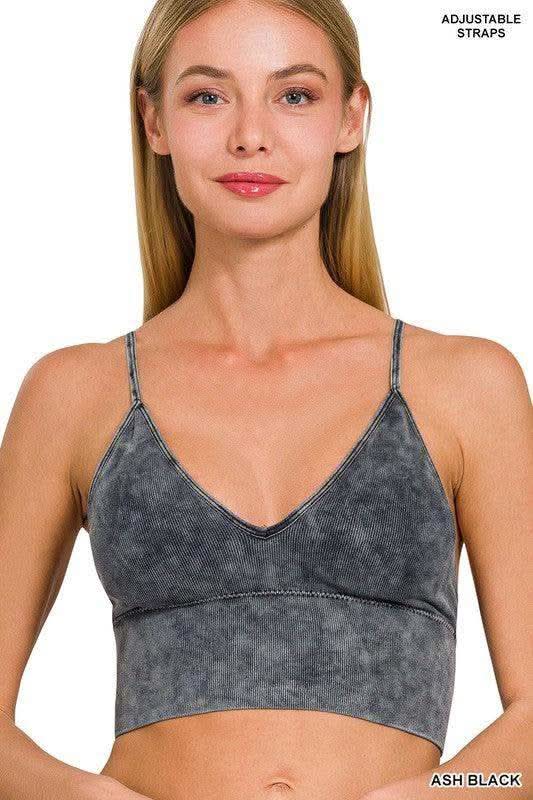 Zenana Washed Ribbed Bra Padded Tank Top - SwagglyLife Home & Fashion