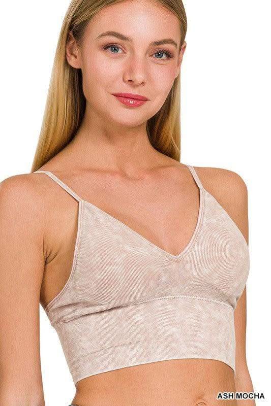 Zenana Washed Ribbed Bra Padded Tank Top - SwagglyLife Home & Fashion