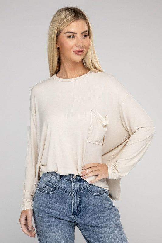 Zenana Washed Ribbed Dolman Sleeve Round Neck Top - SwagglyLife Home & Fashion