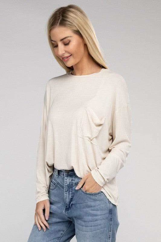 Zenana Washed Ribbed Dolman Sleeve Round Neck Top - SwagglyLife Home & Fashion