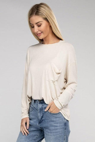 Zenana Washed Ribbed Dolman Sleeve Round Neck Top - SwagglyLife Home & Fashion