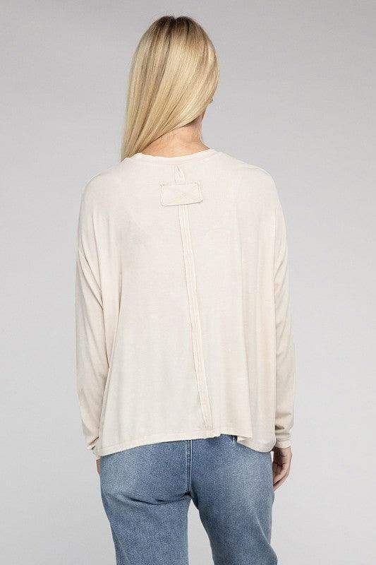 Zenana Washed Ribbed Dolman Sleeve Round Neck Top - SwagglyLife Home & Fashion