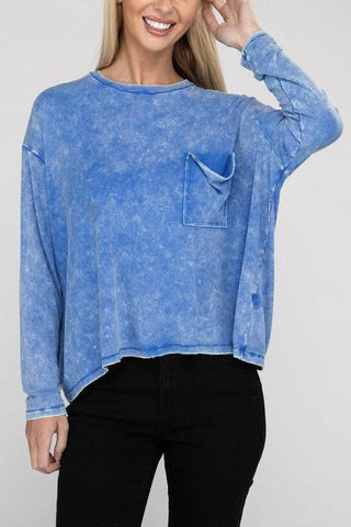 Zenana Washed Ribbed Dolman Sleeve Round Neck Top - SwagglyLife Home & Fashion