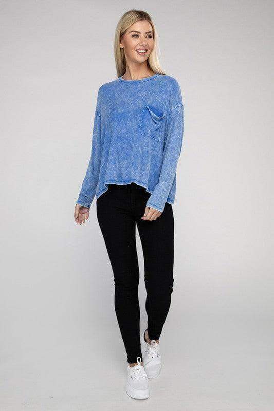 Zenana Washed Ribbed Dolman Sleeve Round Neck Top - SwagglyLife Home & Fashion