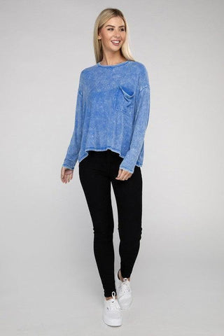 Zenana Washed Ribbed Dolman Sleeve Round Neck Top - SwagglyLife Home & Fashion