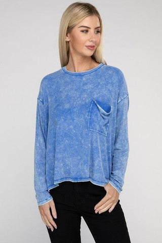 Zenana Washed Ribbed Dolman Sleeve Round Neck Top - SwagglyLife Home & Fashion