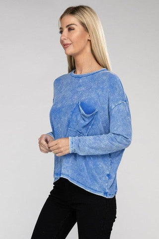Zenana Washed Ribbed Dolman Sleeve Round Neck Top - SwagglyLife Home & Fashion