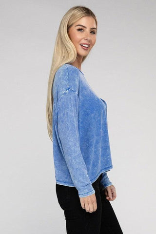 Zenana Washed Ribbed Dolman Sleeve Round Neck Top - SwagglyLife Home & Fashion