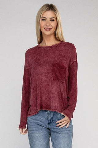 Zenana Washed Ribbed Dolman Sleeve Round Neck Top - SwagglyLife Home & Fashion