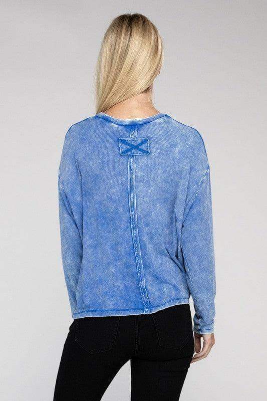 Zenana Washed Ribbed Dolman Sleeve Round Neck Top - SwagglyLife Home & Fashion