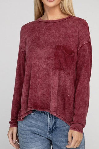 Zenana Washed Ribbed Dolman Sleeve Round Neck Top - SwagglyLife Home & Fashion