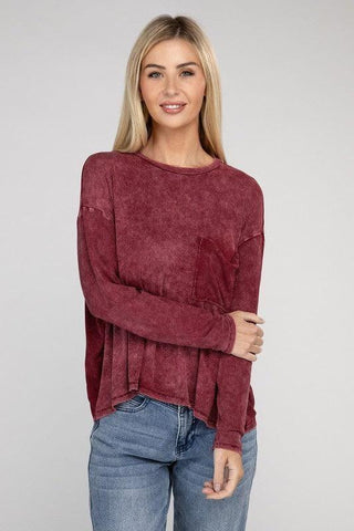 Zenana Washed Ribbed Dolman Sleeve Round Neck Top - SwagglyLife Home & Fashion