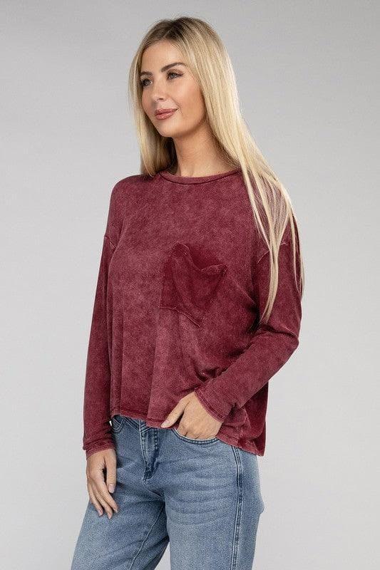 Zenana Washed Ribbed Dolman Sleeve Round Neck Top - SwagglyLife Home & Fashion