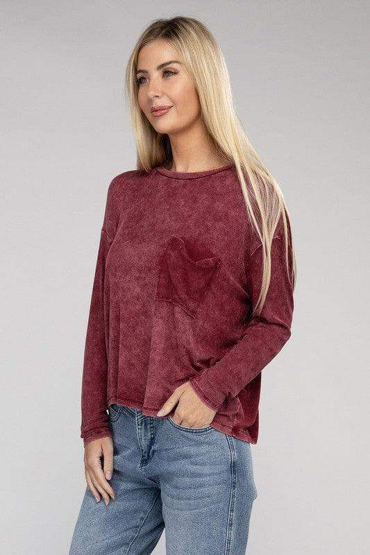 Zenana Washed Ribbed Dolman Sleeve Round Neck Top - SwagglyLife Home & Fashion