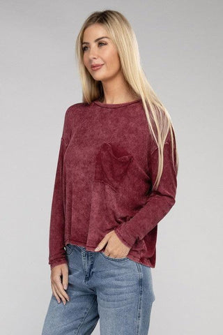 Zenana Washed Ribbed Dolman Sleeve Round Neck Top - SwagglyLife Home & Fashion