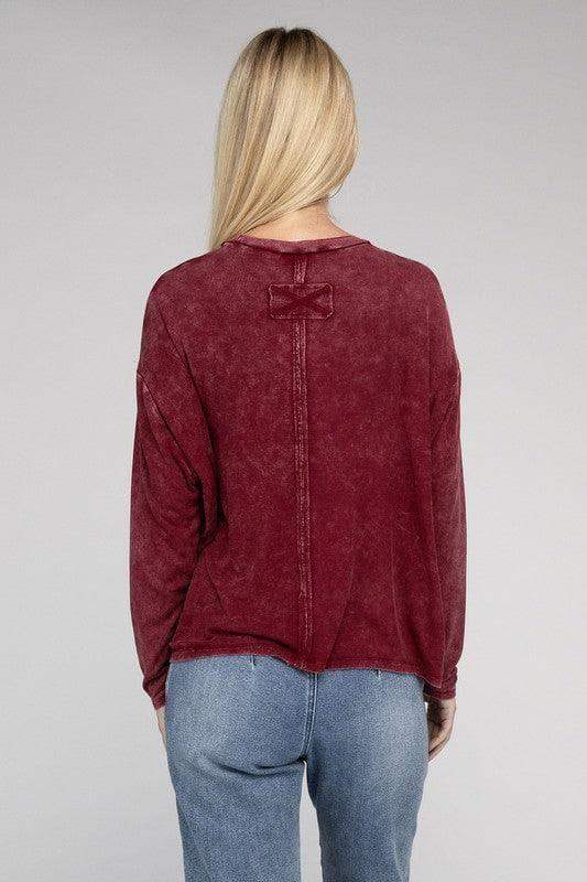 Zenana Washed Ribbed Dolman Sleeve Round Neck Top - SwagglyLife Home & Fashion