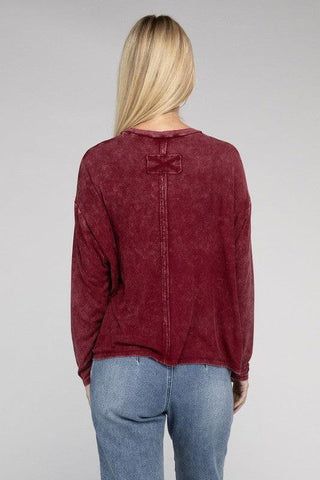 Zenana Washed Ribbed Dolman Sleeve Round Neck Top - SwagglyLife Home & Fashion