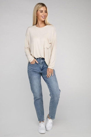 Zenana Washed Ribbed Dolman Sleeve Round Neck Top - SwagglyLife Home & Fashion