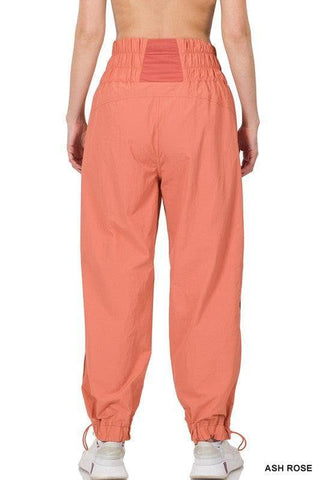 ZENANA Windbreaker Smocked High Waisted Joggers, 3 Colors - SwagglyLife Home & Fashion