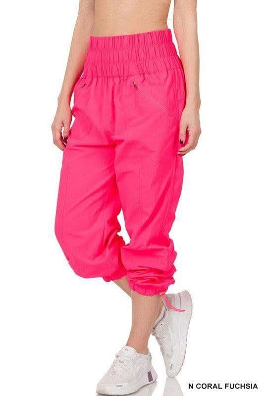 ZENANA Windbreaker Smocked High Waisted Joggers, 3 Colors - SwagglyLife Home & Fashion